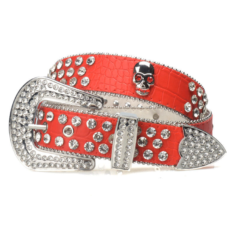 Women's Belt Needle Buckle Water Drill Lengthened And Widened Inlaid