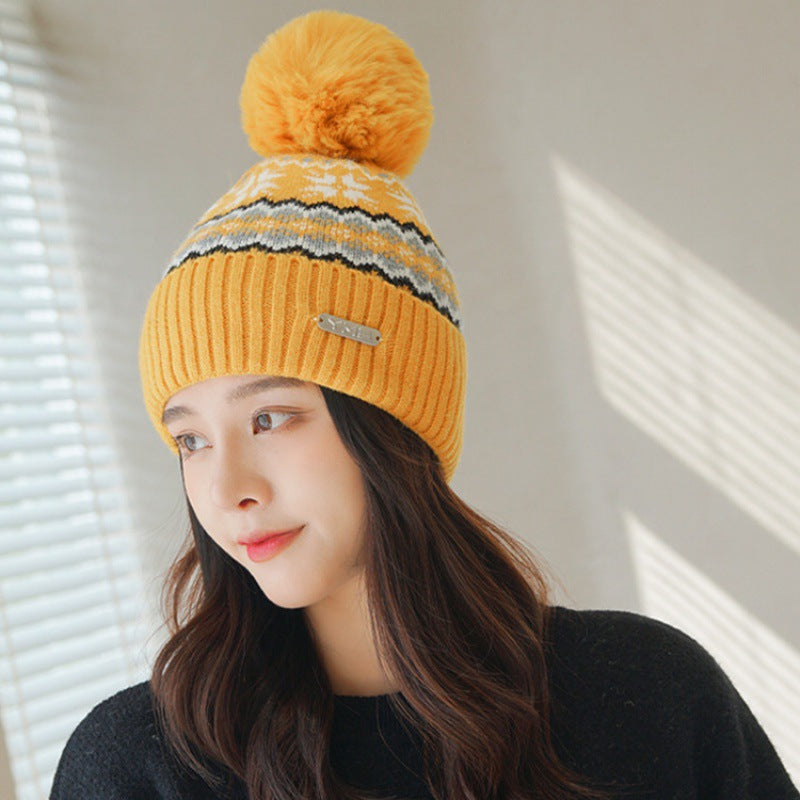 Ladies Fashion Ball Thread Ear Protection Hat