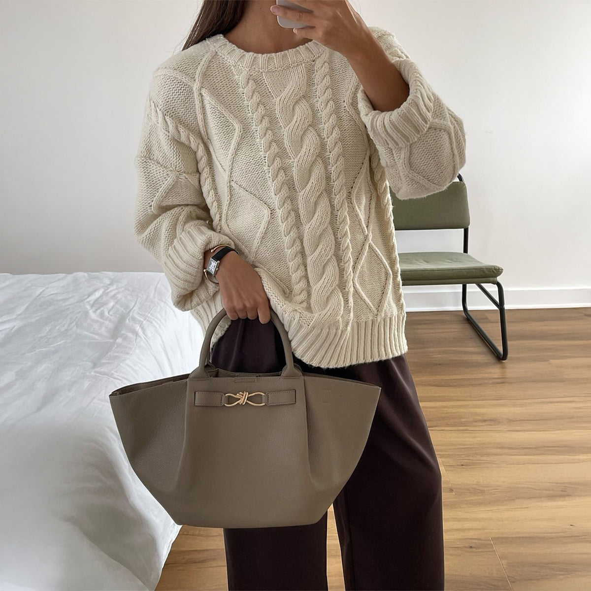 Casual Simple Wool Long Sleeve Women's Sweater