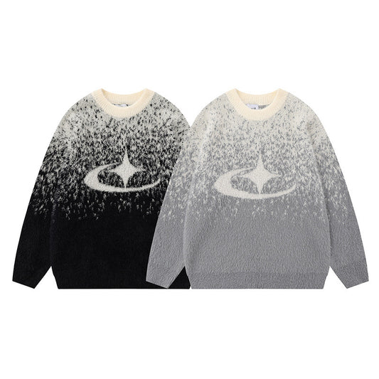 Gradient Warm And Loose Long Sleeve Round Neck Sweater