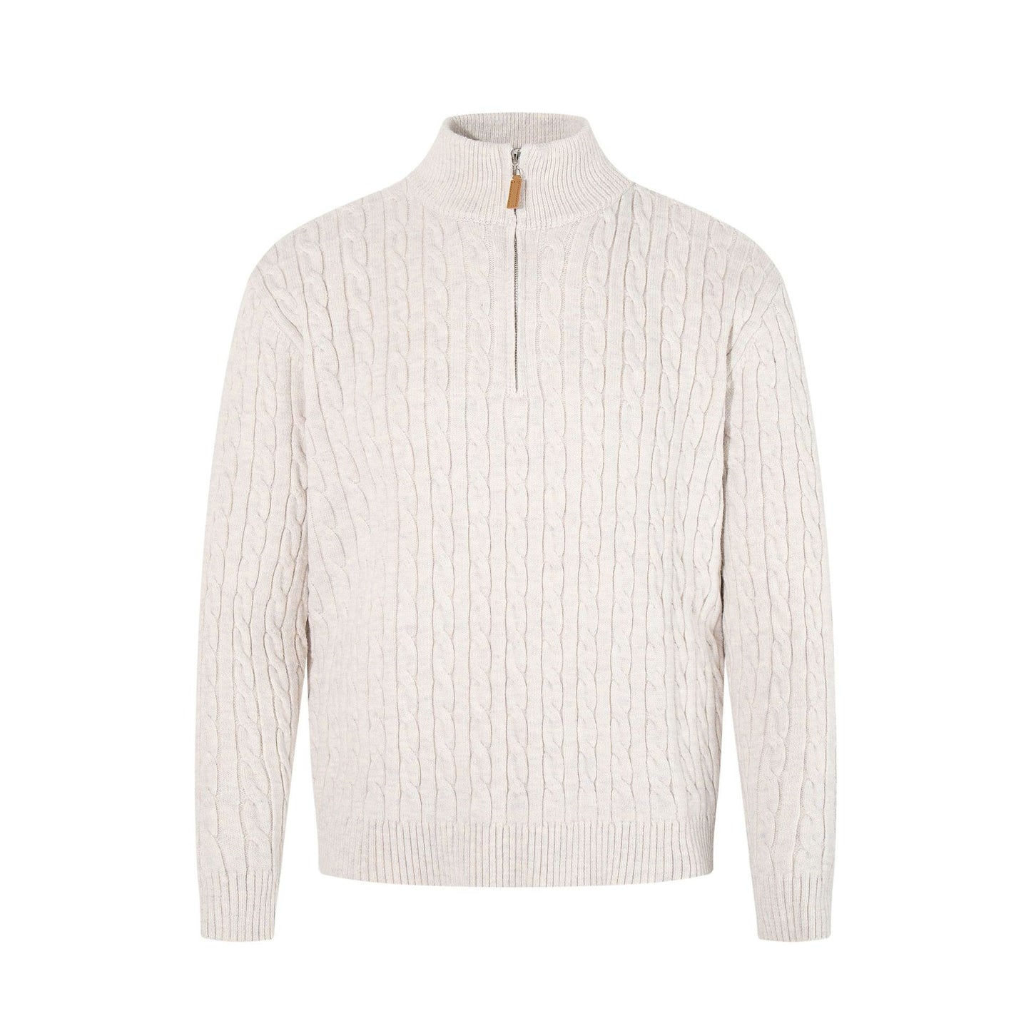 Retro Cable-Knit Half-Zip Sweater Casual Knitted Top