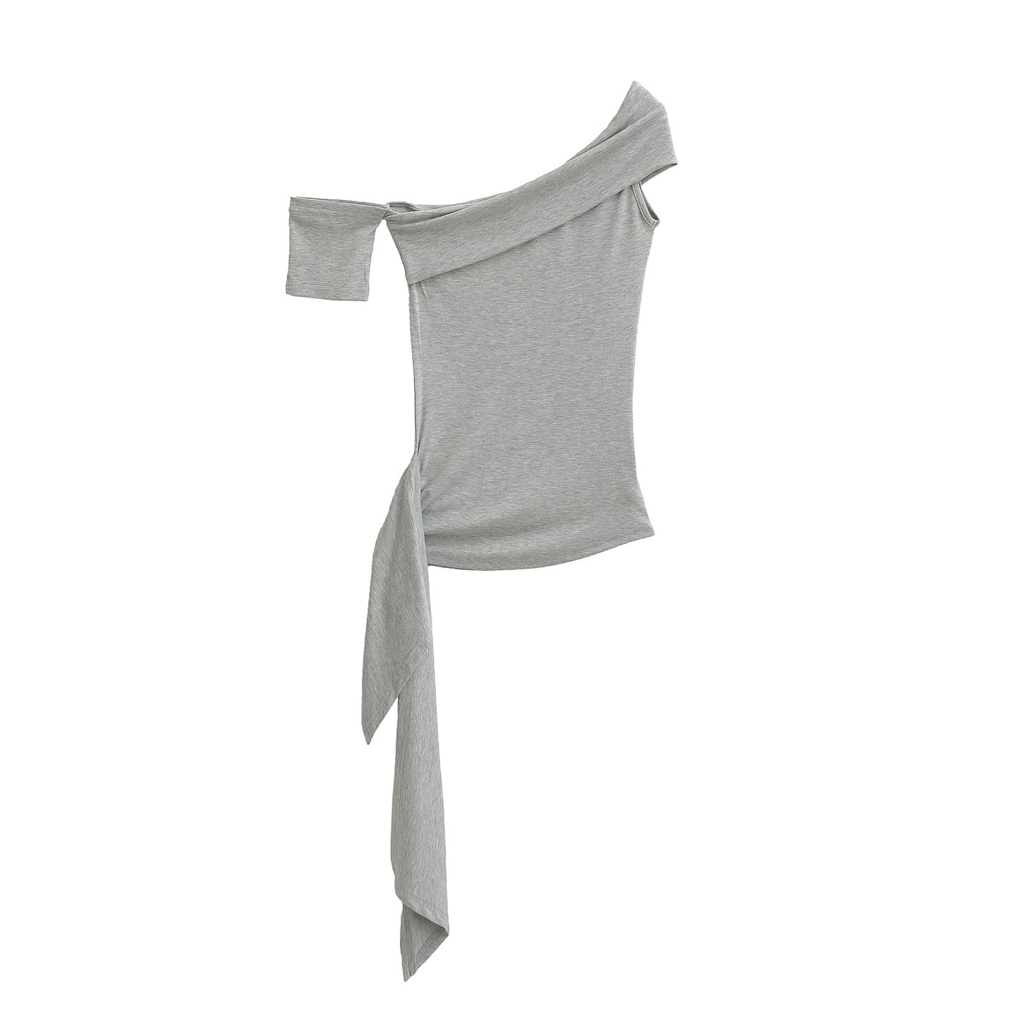 Pure Desire Ribbon Off-shoulder Tube Women's Elastic Slim-fit Asymmetric Top