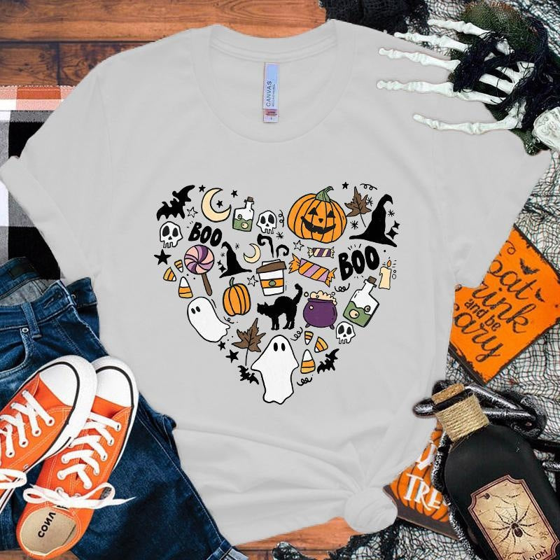 Halloween Boo Græskar Kærlighed T-shirt Mænd Kvinder