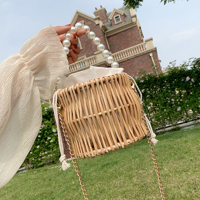 New Style Western Fashion Messenger Handbag All-match Pearl Chain Shoulder Bag