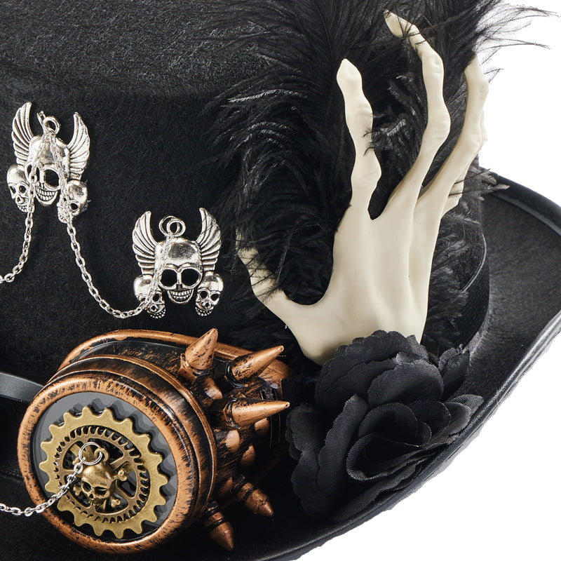 Steampunk Chain Skull Top Hat Prop