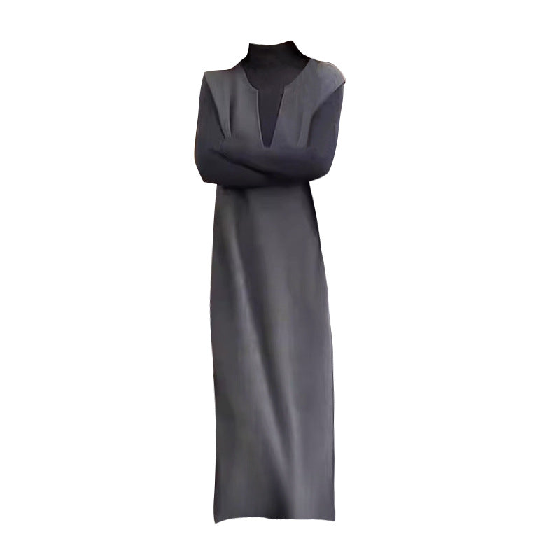 Gray Vest Dress With Undershirt Two-piece Set