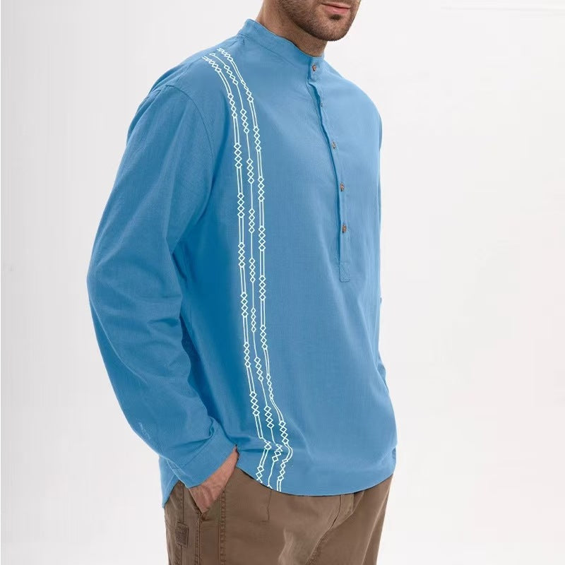 Henley Langærmet T-shirt med print til mænd