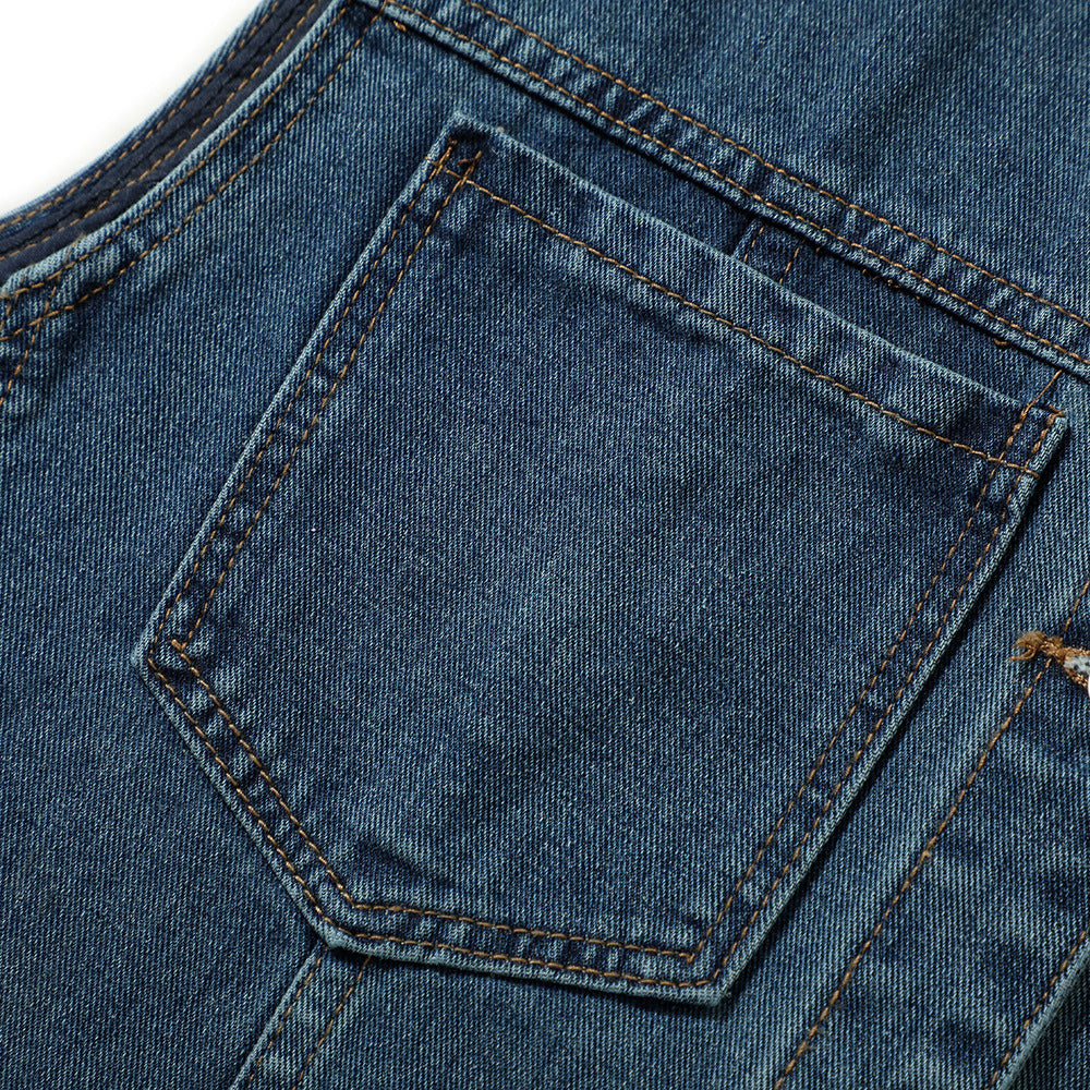 Denim Vest Man Loose All-match Casual Waistcoat Pocket Deconstruction Stitching Topstitching Waistcoat