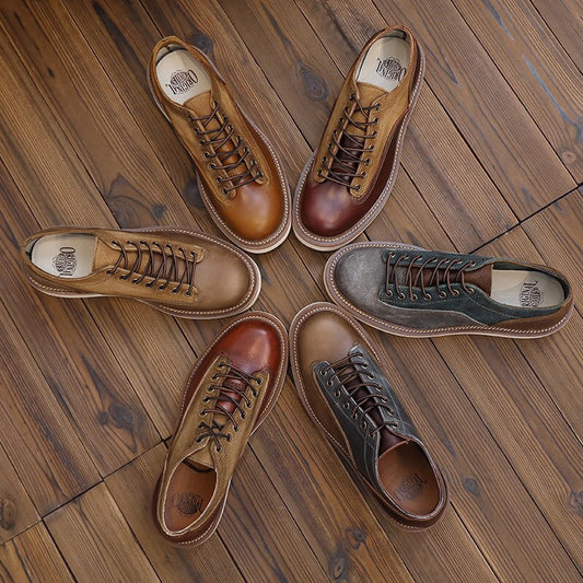Retro Casual Low-top Thick-soled Breathable All-match Stitching Leather Shoes
