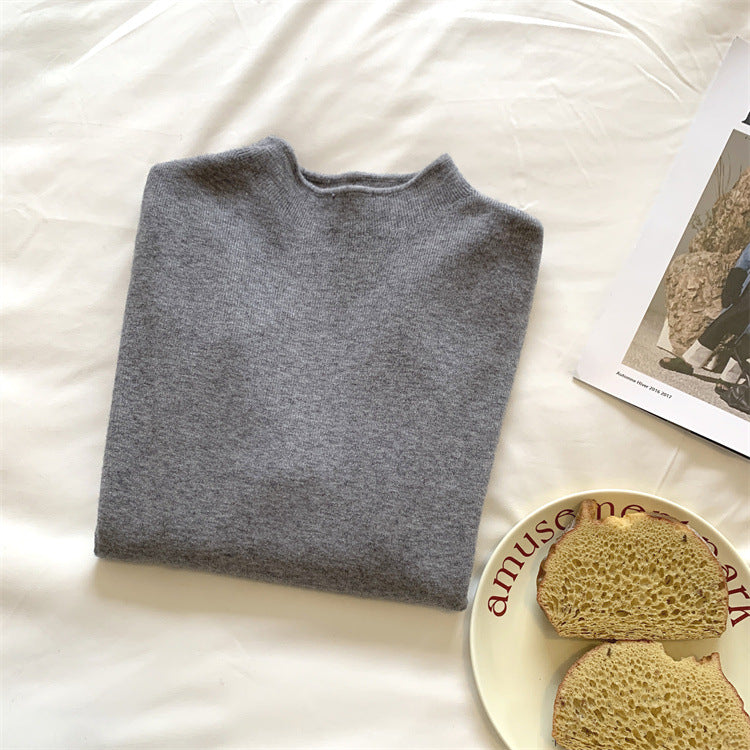 Simple Casual Stand Collar Shoulder Long Sleeve Sweater