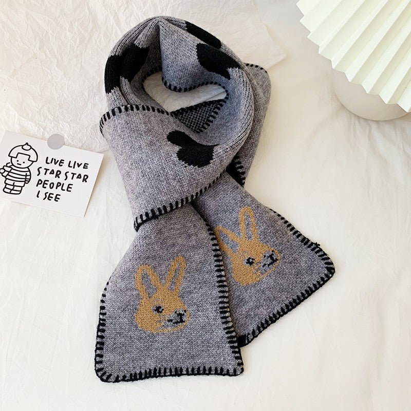 All-match Love Rabbit Short Warm Wool Knitted Scarf