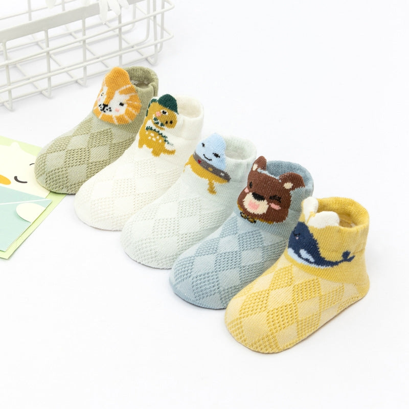 New 3D Thin Cotton Low Top Children's Socks Cartoon Five Pair Set