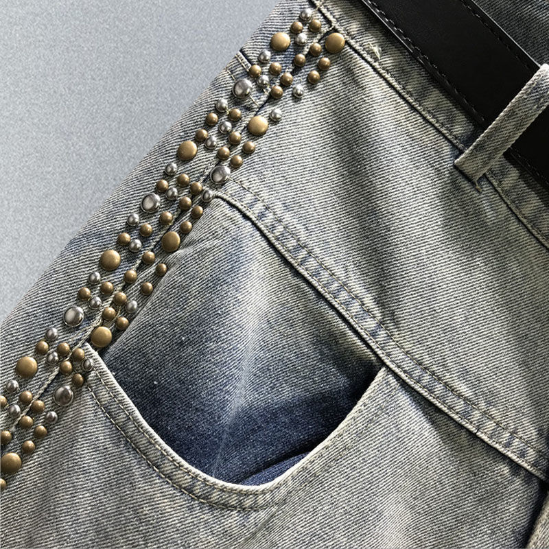 Rivet Net Red Personality Dad Denim Harem Baggy Pants Women