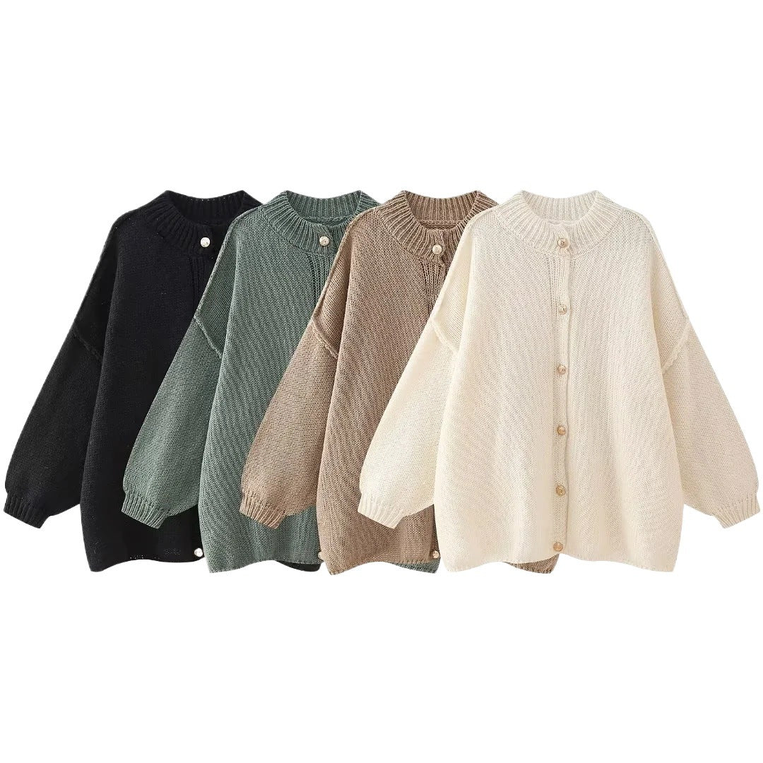 Fastener Decoration Batwing-sleeved Jacket Women's Clothing