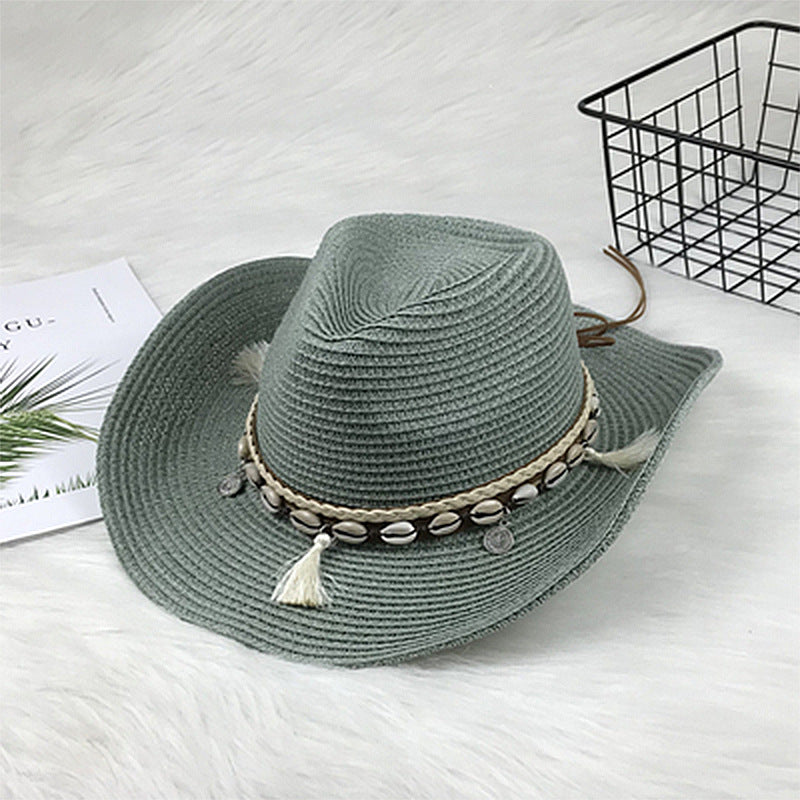 New Shell Fringed Ethnic Woven Sun Hat