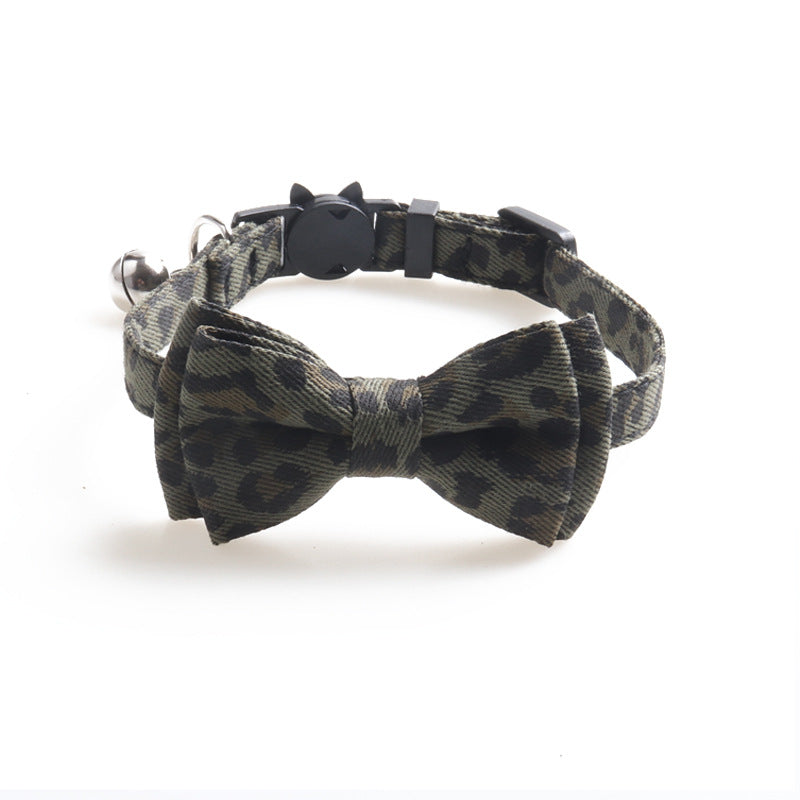 New Leopard Pattern Pet Collar Cat Collar With Bell Cat Collar Factory Direct Sales