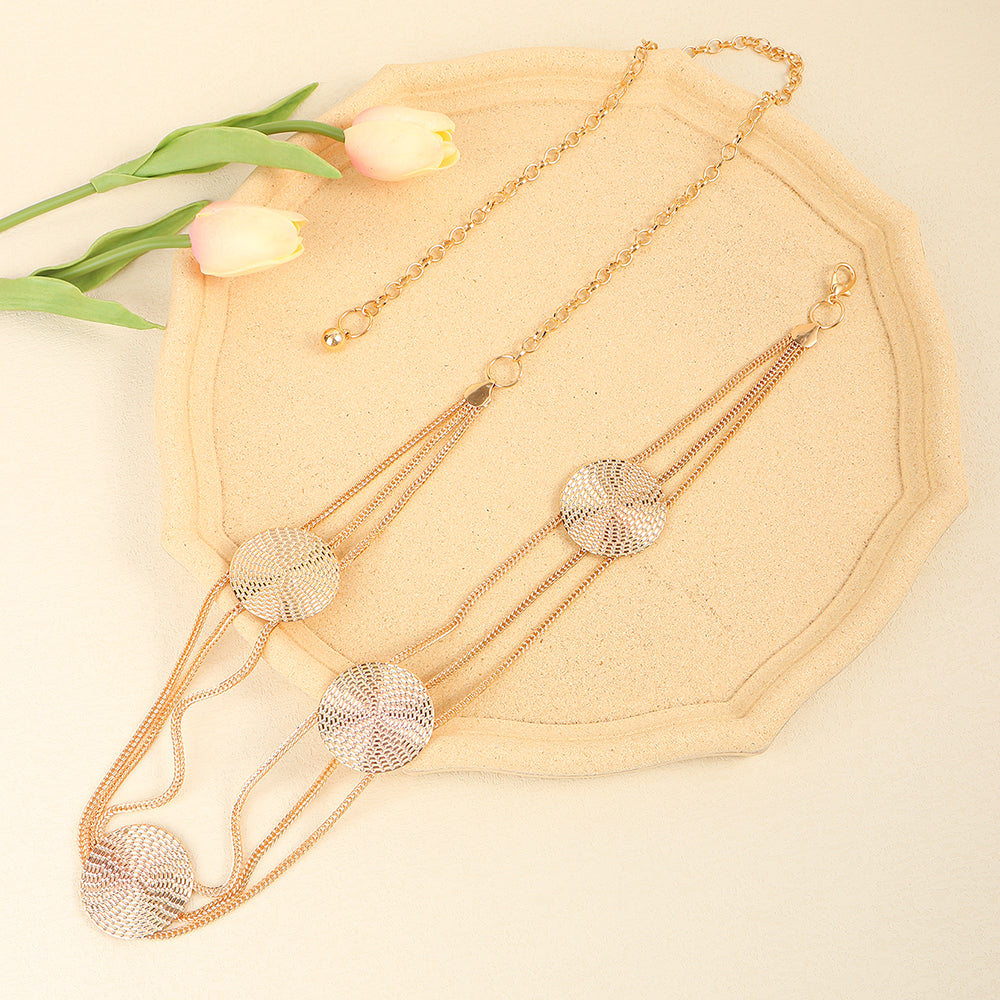High-grade Multi-layer Metal Chain Waist Chain Women's Accessory Small Fragrance Style With Skirt Metal Cutout Round Piece Decorative Suit