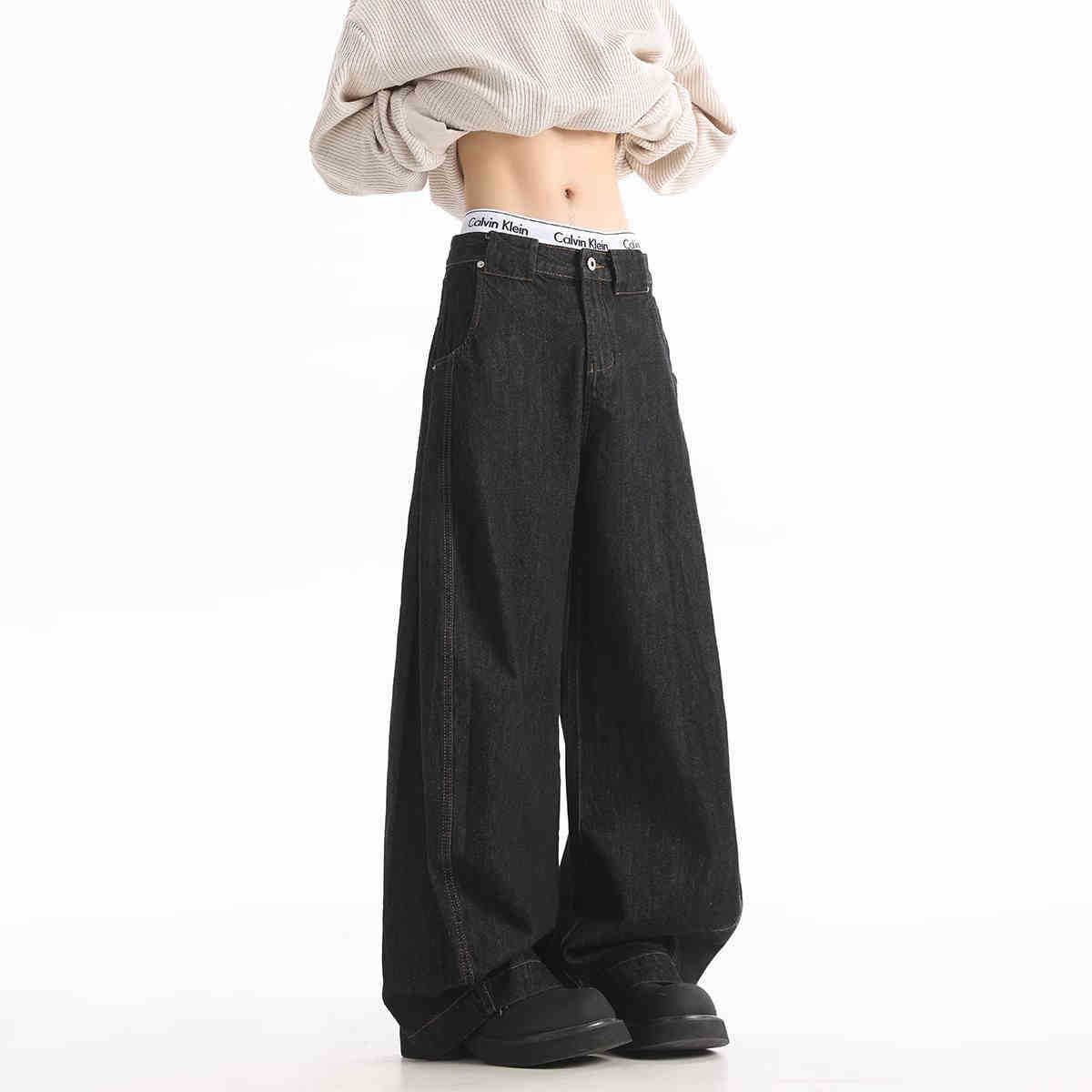American Retro Washed Worn Jeans Women's Loose Straight