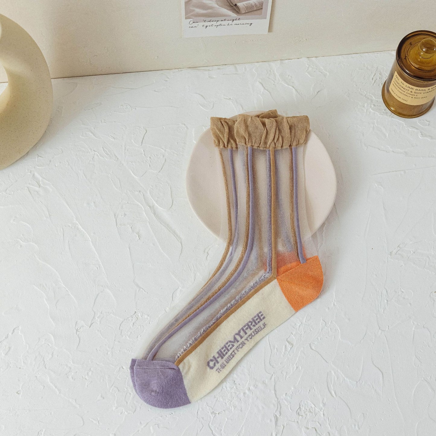 Spring And Summer Thin Cute Kanekalon Diamond Spun Glass Long Socks