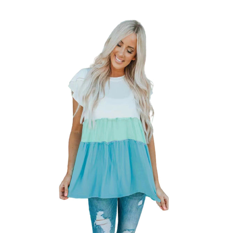 Casual Crew Neck Crossover Short Sleeve Top