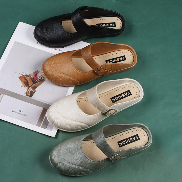 Baotou Flat Semi Slippers Women