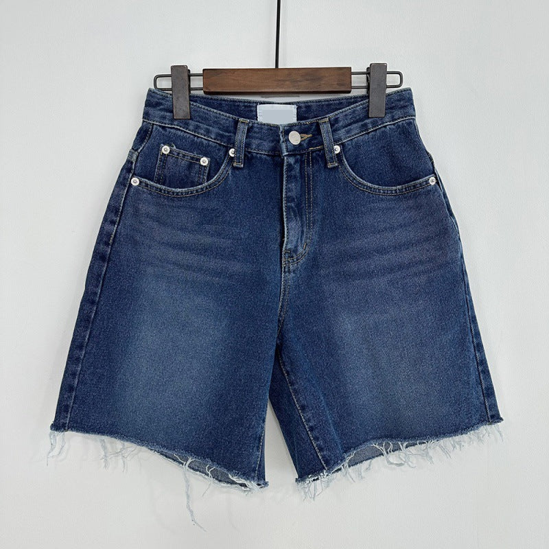 Season New Washed Blue Simple Casual Baggy Straight Trousers