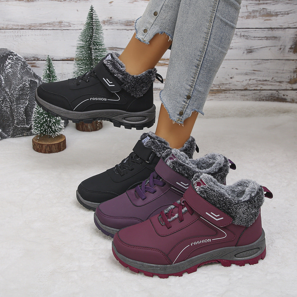 Womens Fleece-Lined Insulated Snow Boots For Cold Weather And Outdoor Use