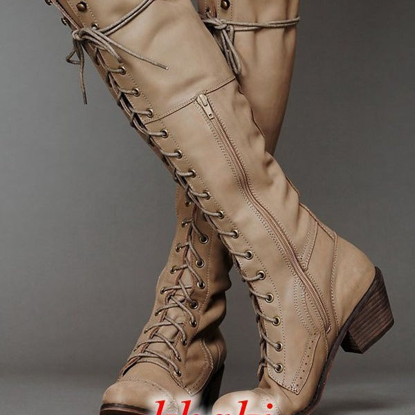 New Womens Over-the-knee Boots With A Round-toe Design