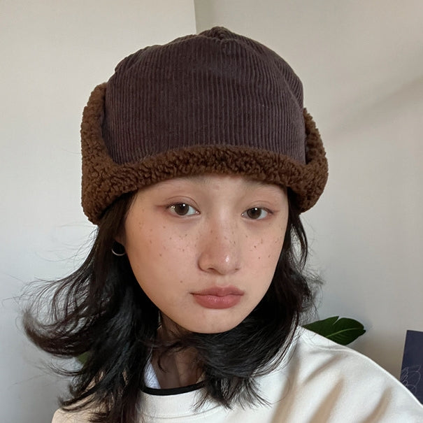 Quilted Lamb Wool Ushanka Women's Double-sided Wear