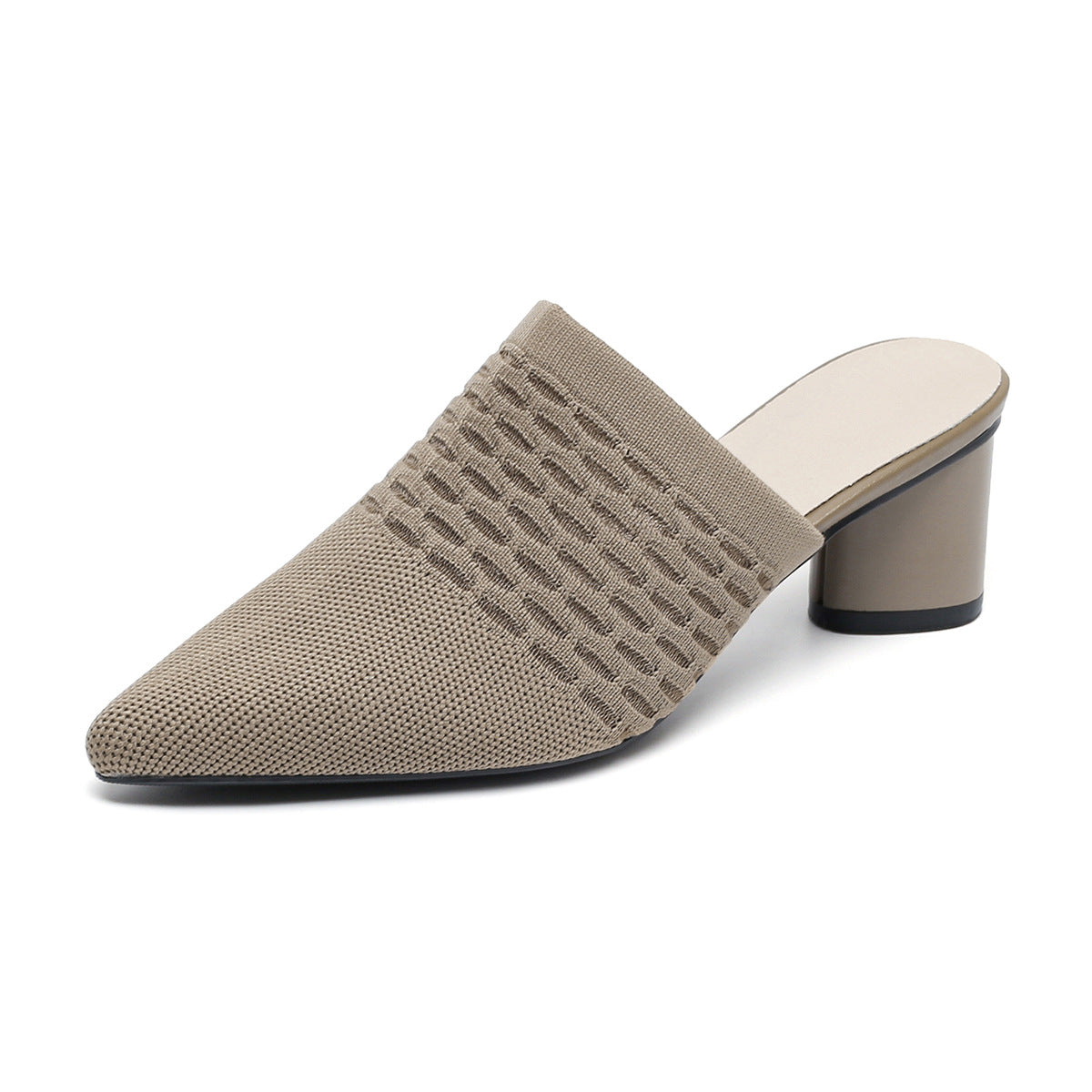 Pointed Toe Toe Cap Sandals Chunky Heel High Heels