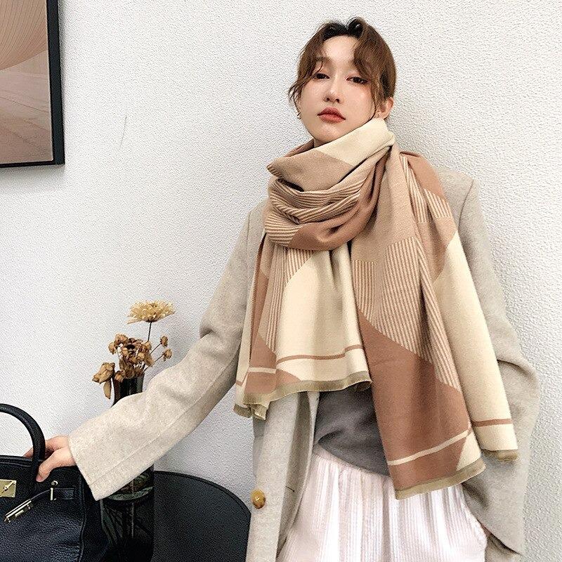 Double-Sided Solid Color Dual-Purpose Thick Warm Scarf