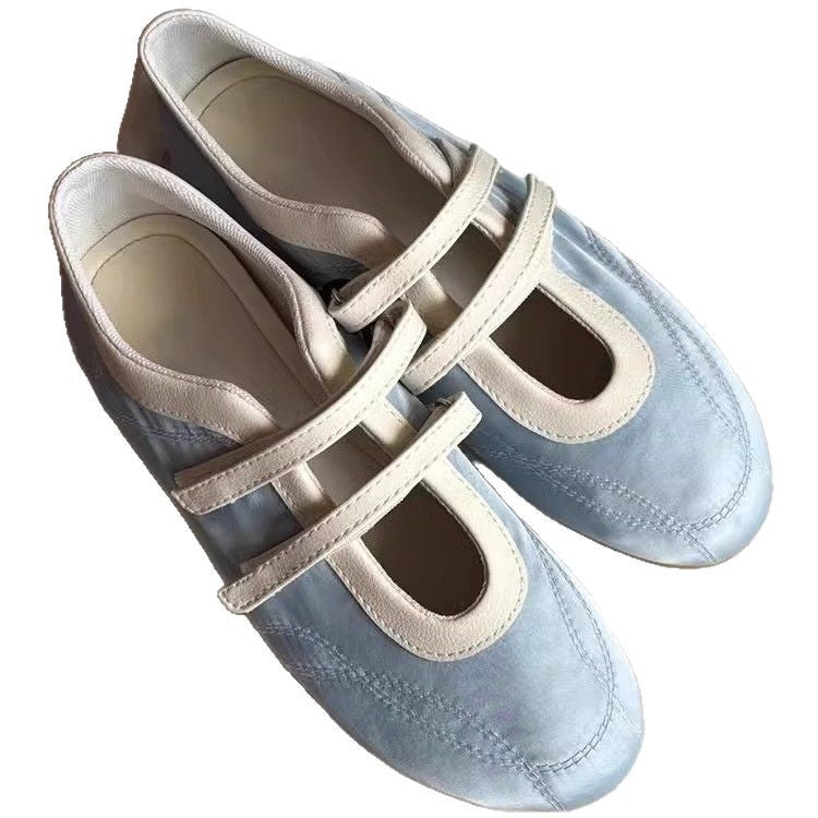 Fashion All-match Blue Shallow Mouth Mary Jane Pumps