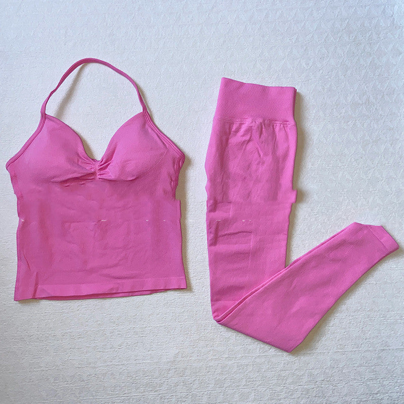 Sports Yoga Pants Back-shaping Camisole Waist-cinching Workout Tank Top And Long Pantscomplete Outfit Set