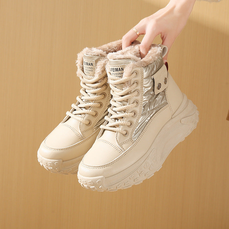 Fleece-lined High-top Windproof Boots Students