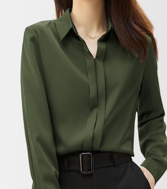 Spring Chic Commuter Satin Shirt