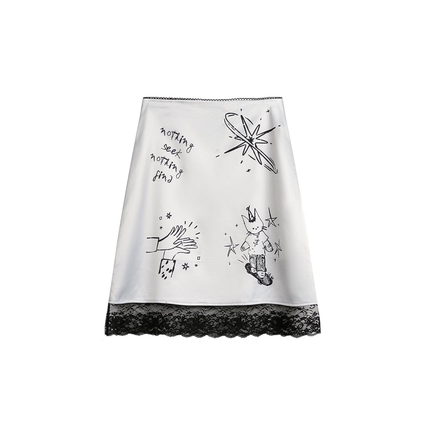 Women's Lace Stitching Lace Graffiti Skirt