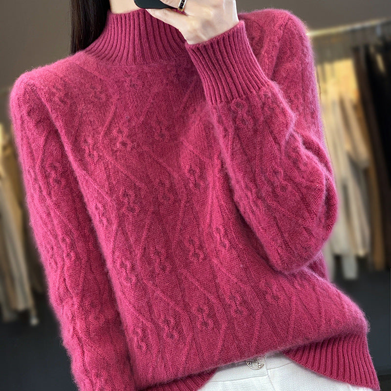 Half Turtleneck Twisted Knitted Sweater Loose All-matching