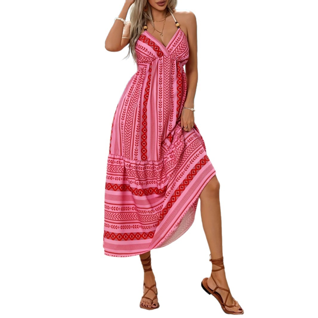 Womens Bohemian Ethnic-Style Printed Casual Dress