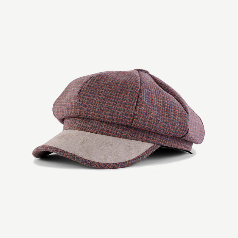 Fashion Octagonal Cap Female Thin Plaid