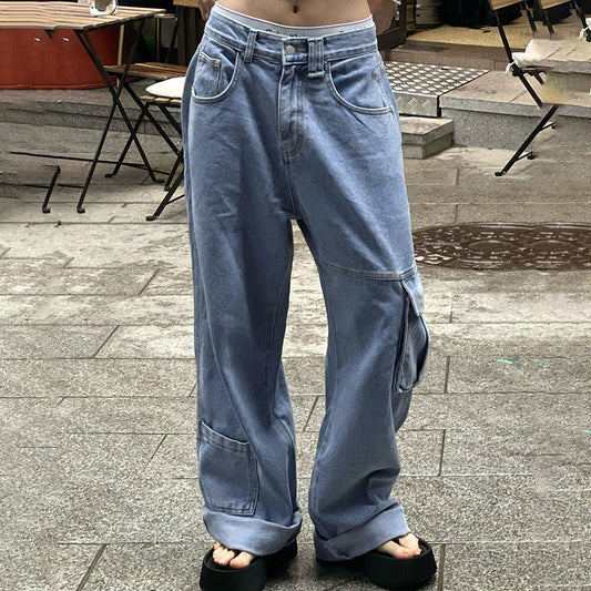 Women's Asymmetric Workwear With Pocket Jeans