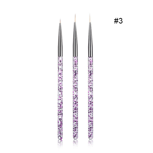 3Pcs/Set UV Gel Nail Liner Brush Acrylic