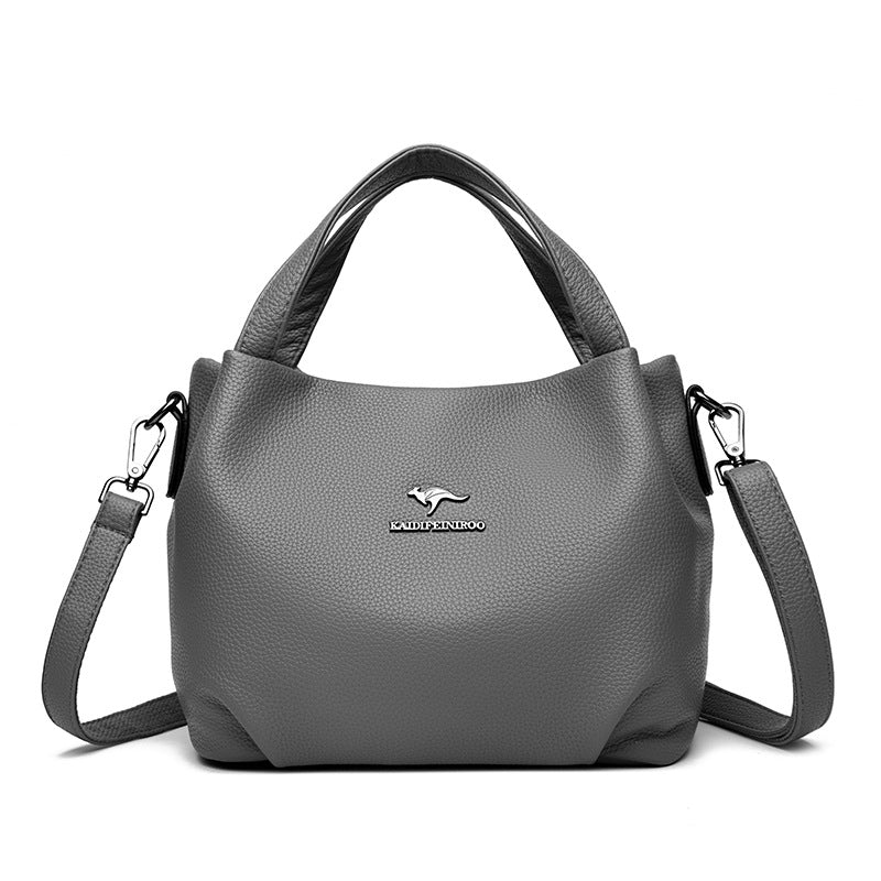 Solid-color High-capacity Versatile Tote Bag With A Textured Lychee Pattern