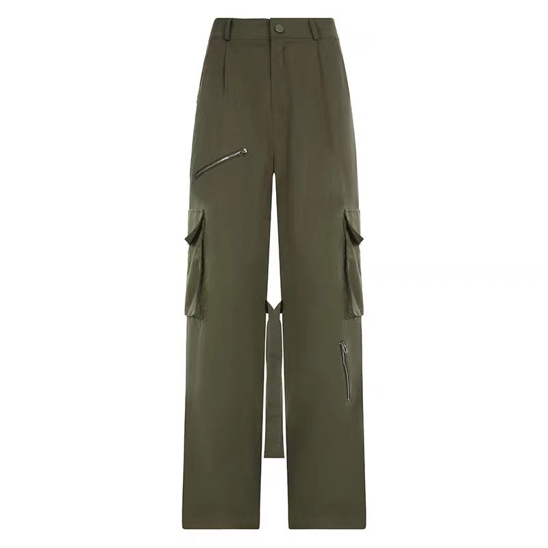Retro Slimming Overalls With Multiple Pockets