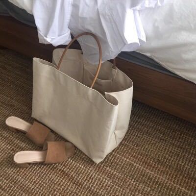 Large-capacity Storage Simple Canvas Bag Solid Color Handbag