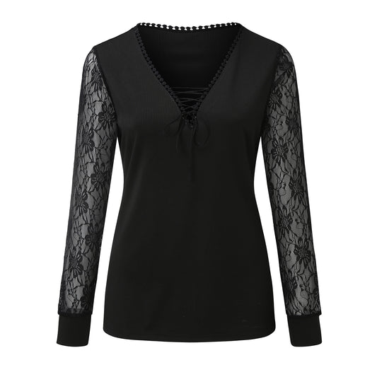 Pendler V-hals Ribbet Blonde Dame Basistop