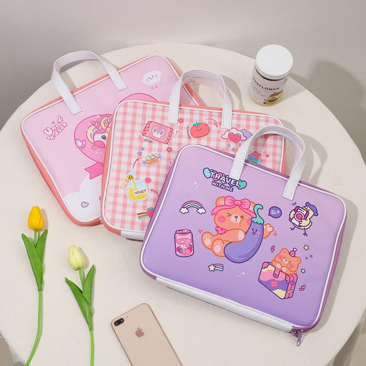 Cartoon Cute Girl With Laptop Bag