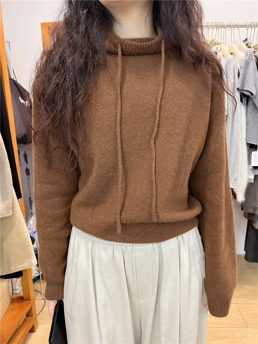 Hooded Loose Slimming And Warm Knitted Sweater