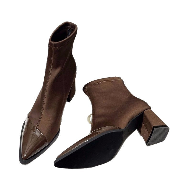 Womens Plus-Size Pointed-Toe Ankle Boots