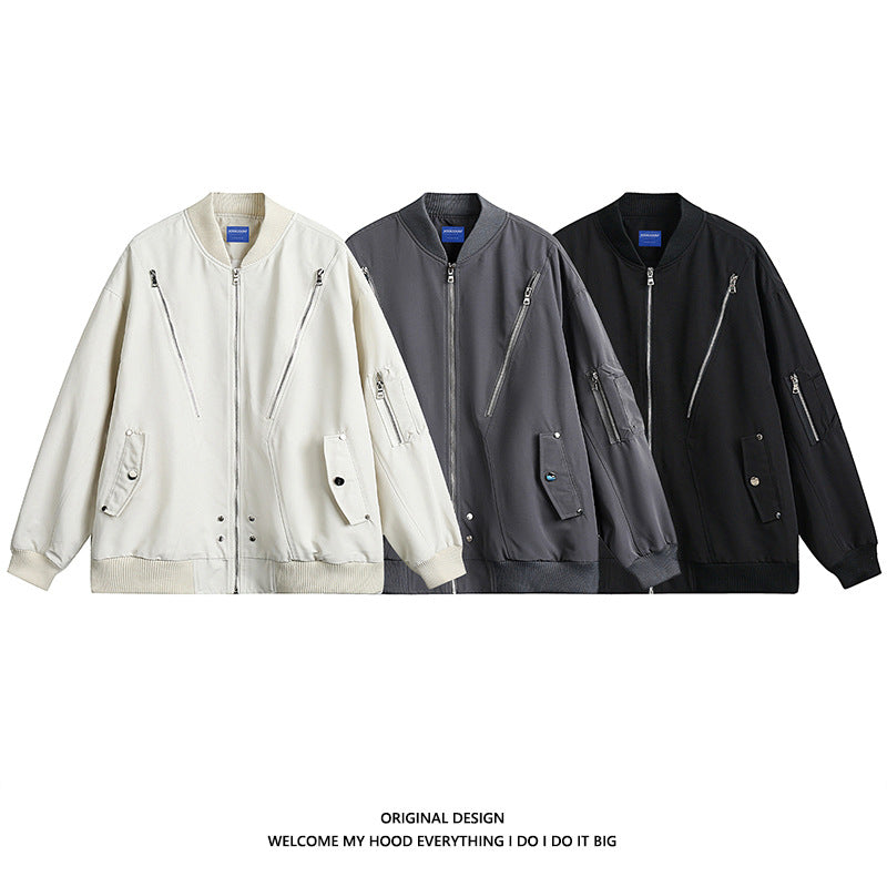 American Pilot Jacket Men's Autumn Fashion Brand Loose Black Advanced