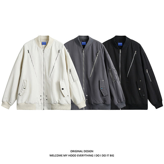 American Pilot Jacket Men's Autumn Fashion Brand Loose Black Advanced